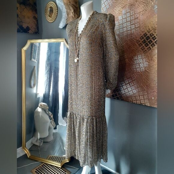 Zara Rustic Floral Flounced Midi Dress - Picture 2 of 16